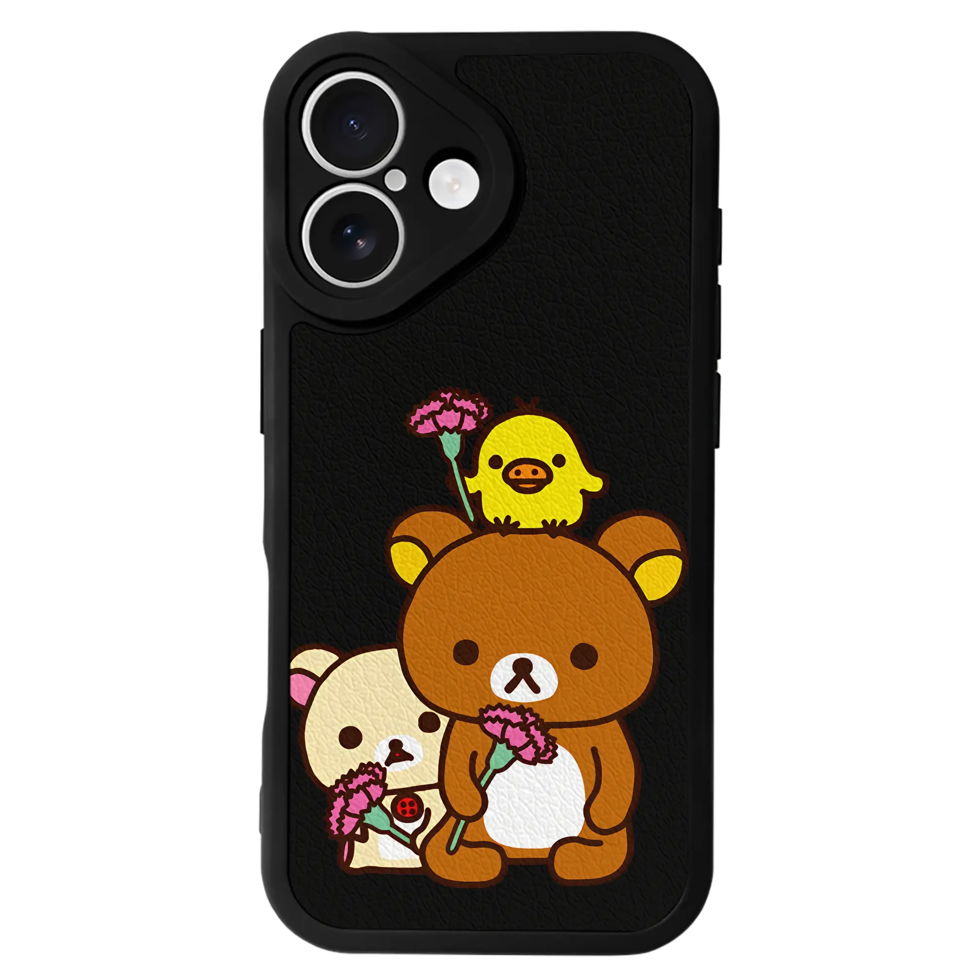 リラックマ (Rilakkuma) グッズ キイロイトリ (Kiiroitori) - IPhone 16シリーズ対応 ・ シリコンスマホケース ・ レザー調 ・ 高精度フィット ・ 耐衝撃 ・ ワイヤレス充電対応 ・ 精密カット